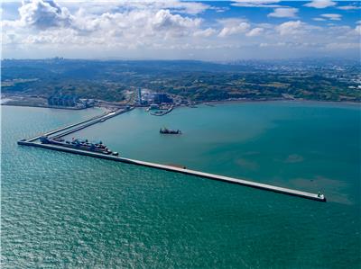 林口電廠導流堤工區全景