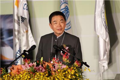 2010年4月「第38届亚洲暨西太平洋营造公会国际联合会会员大会」开幕典礼会长致词。